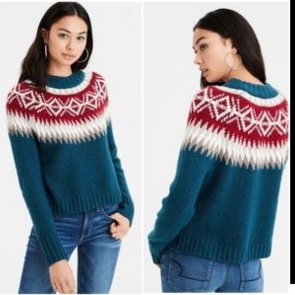 𝅺american Eagle Outfitters fair isle winter sweater size xs - Picture 1 of 8